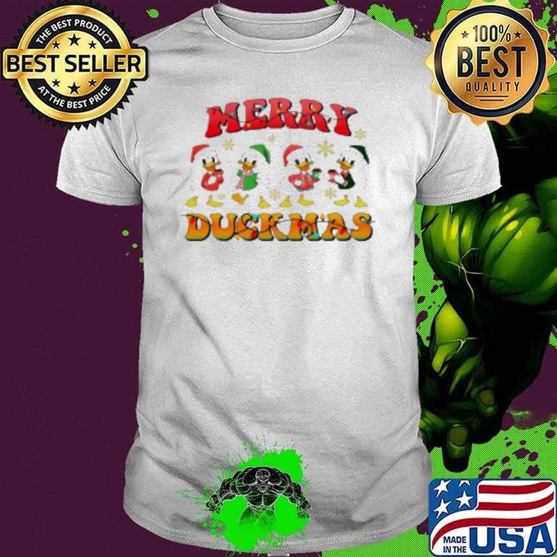 Retro Groovy Merry Duckmas Christmas Light Shirt