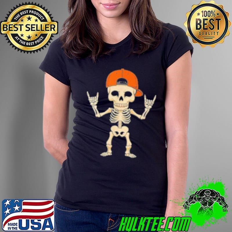 Rocker Skeleton Cap Halloween Punk Rock Boys Ladies Tee