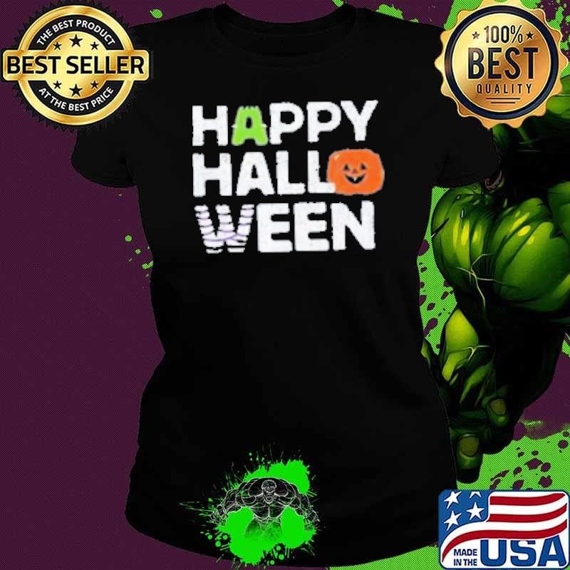 Smiling Pumpkin Happy Halloween Ladies tee