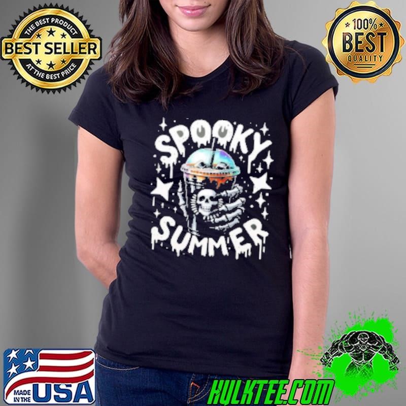 Spooky Summer , Summer Vibes Skeleton Coffee Snarky Skeleton Ladies Tee Spooky Summer , Summer Vibes Skeleton Coffee Snarky Skeleton Ladies Tee
