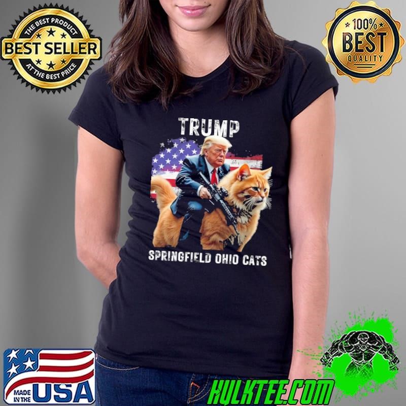 Springfield Ohio Cats TRUMP For President 2024 Usa Falg Ladies Tee