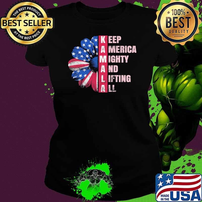 Sunflower Keep America Mighty And Lifting All Kamala Daisy Usa Flag T-Shirt