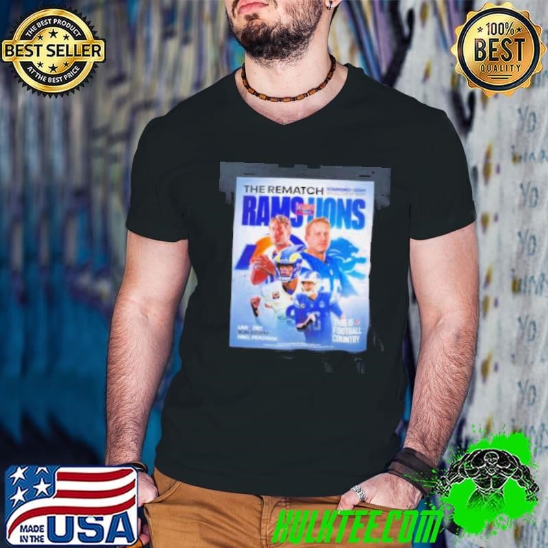 The rematch LA Rams vs Detroit Lions this is football country Guys V Neck
