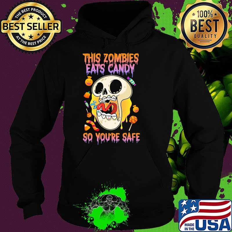 This Zombies Eats Candy So You're Safe Retro Zombie Foodie Hoodie