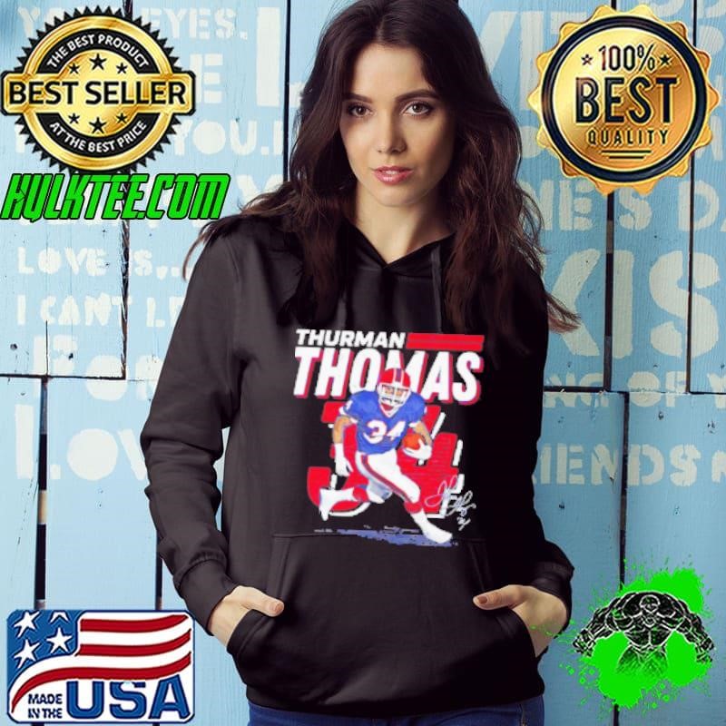 Thurman Thomas Buffalo Bills Number 34 Signature Hoodie