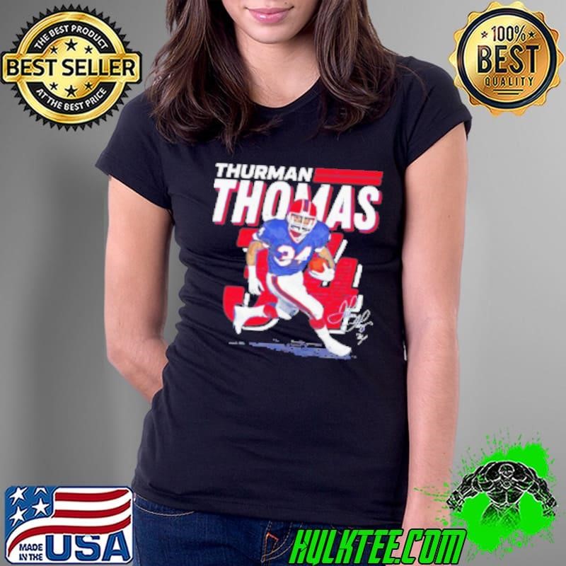 Thurman Thomas Buffalo Bills Number 34 Signature Ladies Tee