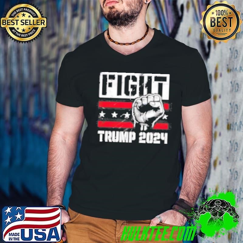 Trump 2024 Fight Fist Hand Guys V Neck