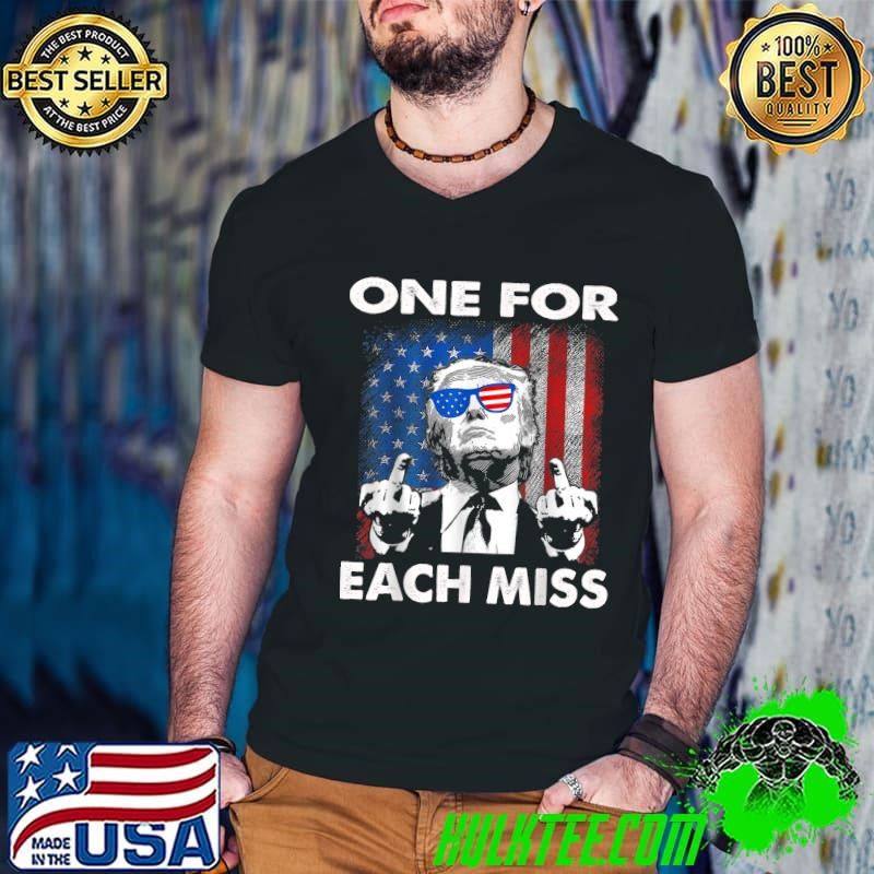 Trump One For Each Miss Middle Finger Sunglasses Usa Flag T-Shirt