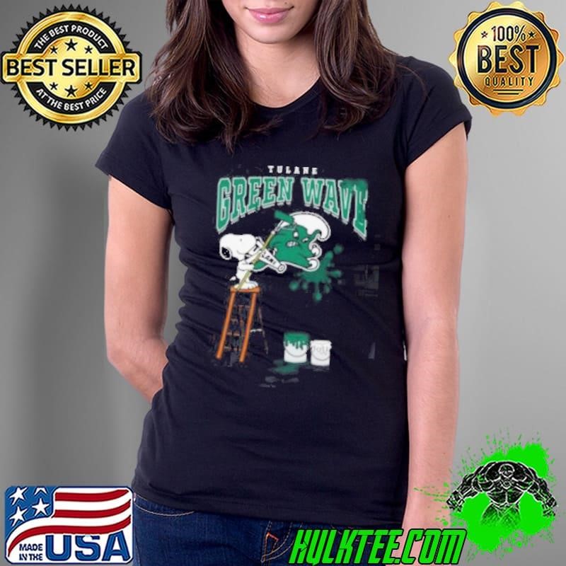 Tulane Green Wave Snoopy Painting Ladies Tee Tulane Green Wave Snoopy Painting Ladies Tee