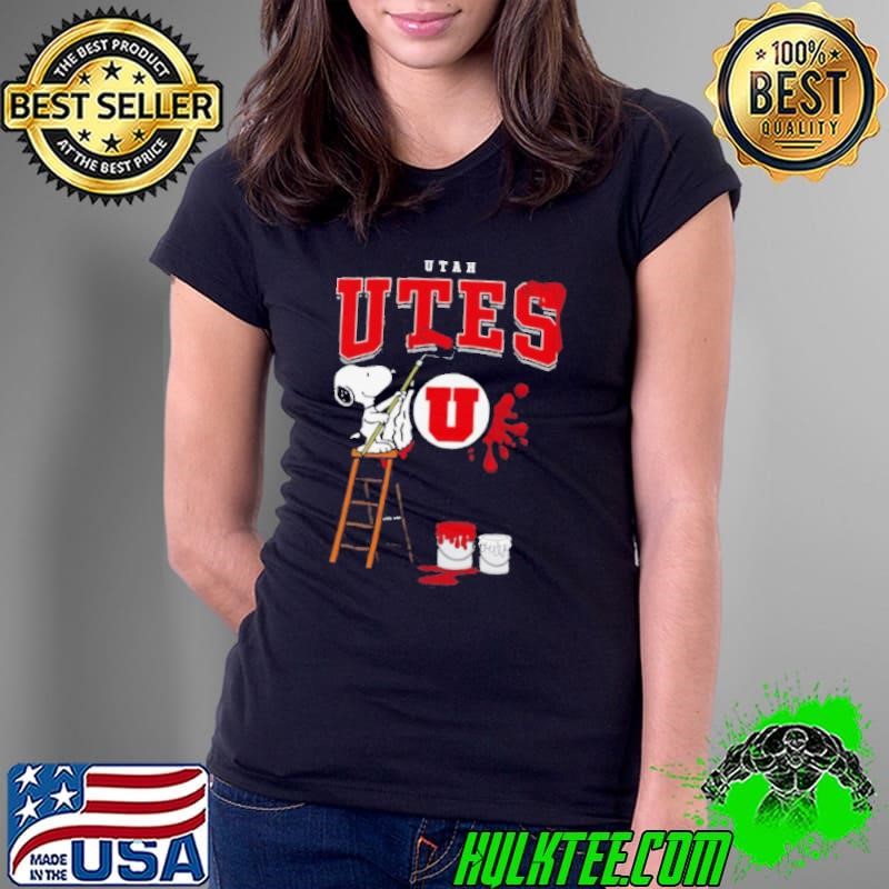 Utah Utes Snoopy Painting Ladies Tee Utah Utes Snoopy Painting Ladies Tee