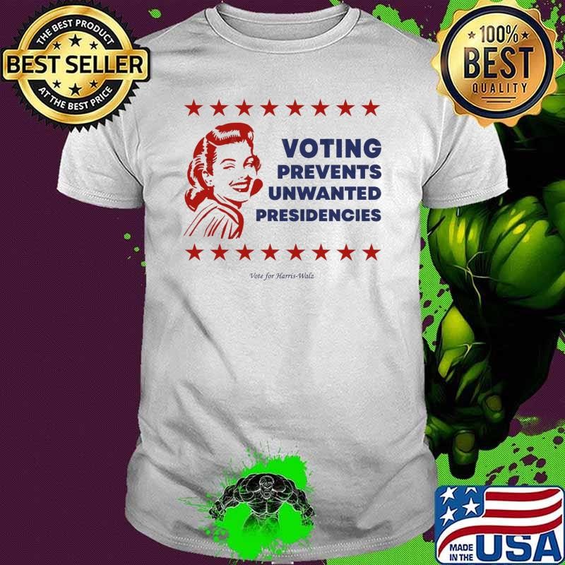 Voting Prevents Unwanted Presidencies Vote For Harris Walz Stars Retro T-Shirt
