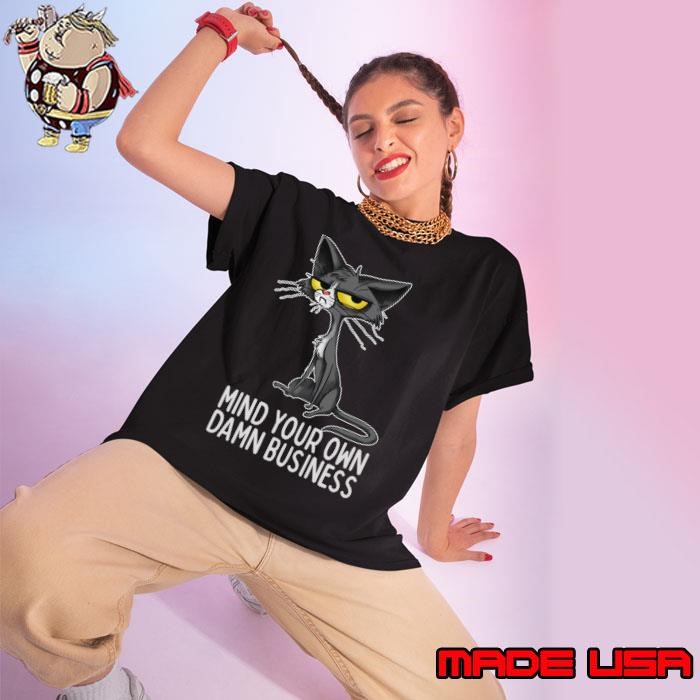 Waltz 2024 Mind Your Own Damn Business Cat Lady Ladies Tee