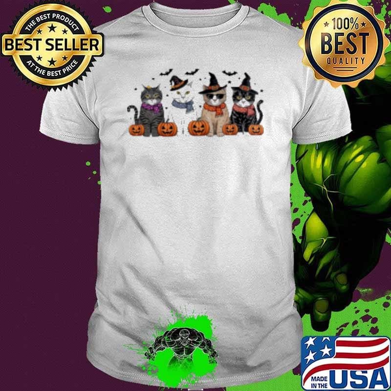 Witchy Cats Halloween Pumpkin Shirt