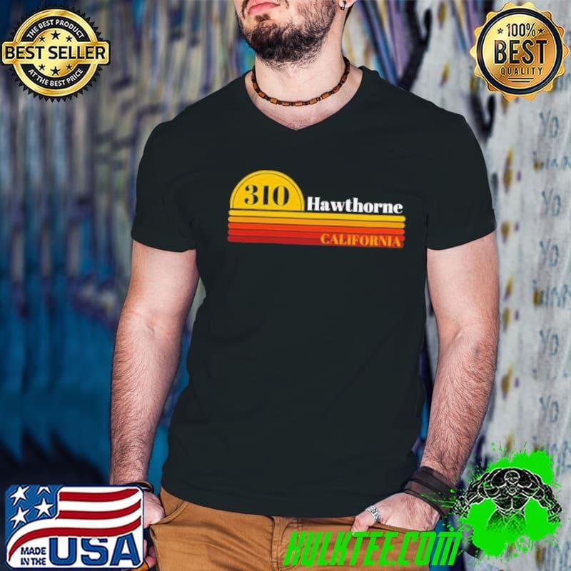310 Hawthorne California Vintage Sunset With Area Code shirt