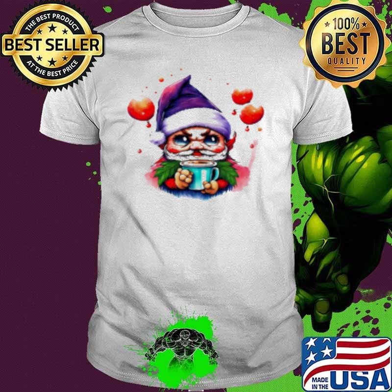 Awesome Cartoon Gnome with Colorful Balloons Illustration Shirt