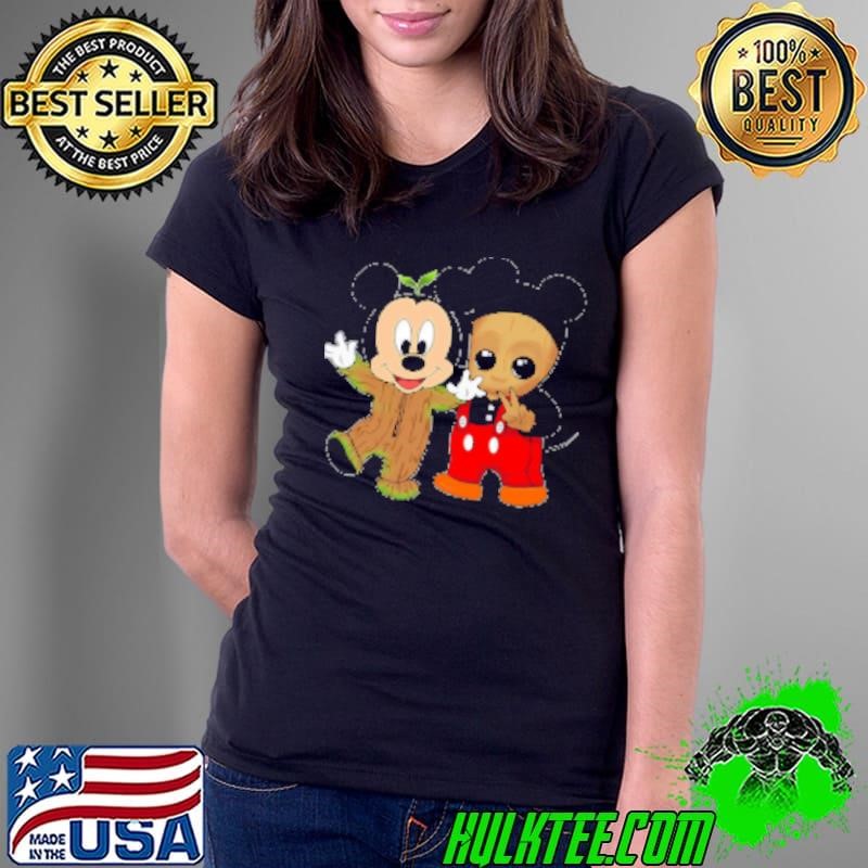 Baby Groot Swap Baby Mickey Mouse Ladies Tee