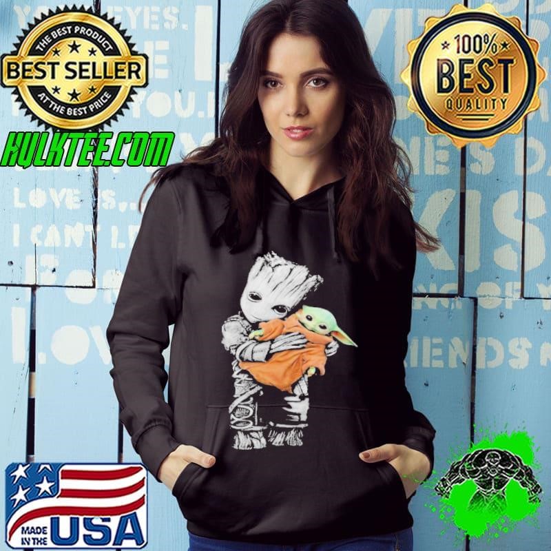 Baby Groot hug Baby Yoda Hoodie