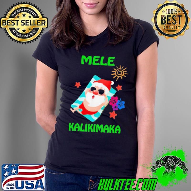 Beach Santa Mele Kalikimaka Hawaiian Christmas Hawaii Ladies Tee