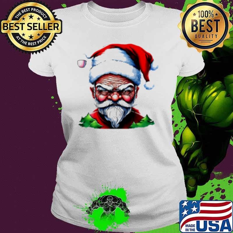 Best Cartoon Santa Claus with Coffee Cup Ladies tee