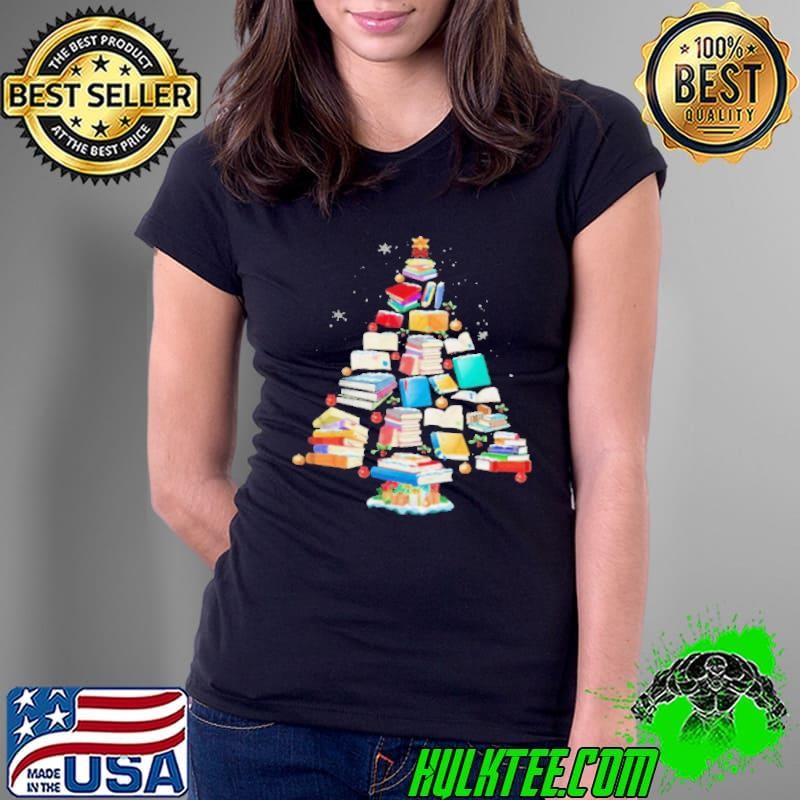 Books christmas tree shirt