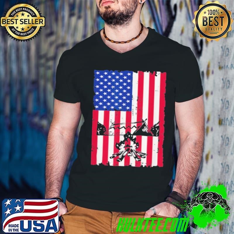 Camping American Flag Camper Campsite shirt