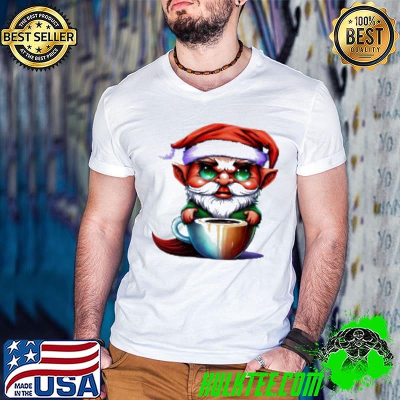 Cartoon Elf in Coffee Cup Shirt