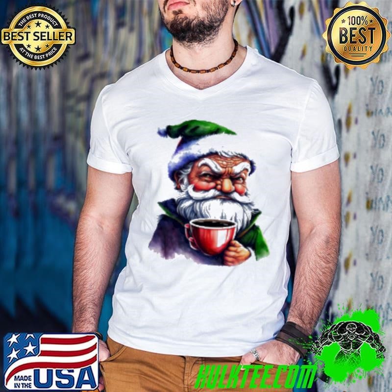 Cartoon Santa Claus holding a cup of coffee Shirt