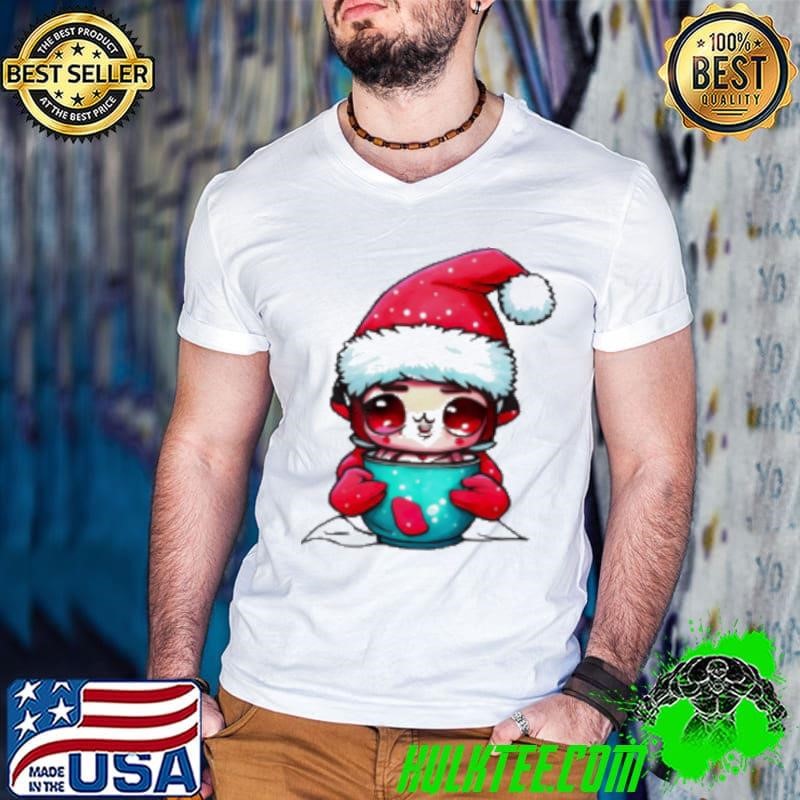 Cartoon character with santa hats and ornamented cup Shirt