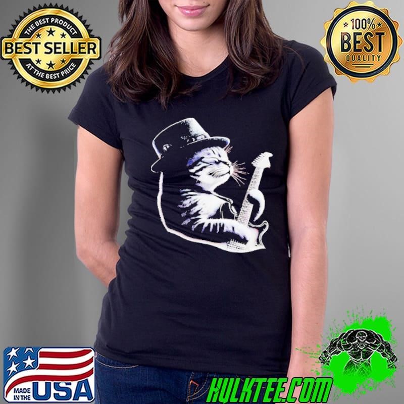 Cat Playing Guitar Funny Rock Music Guitar Cat Shirt