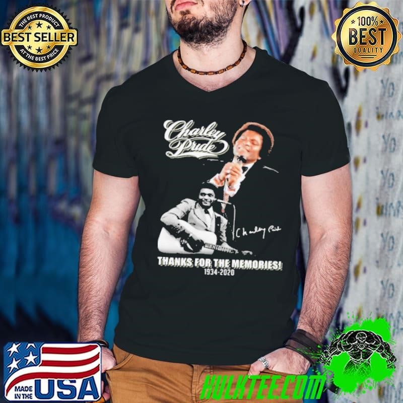 Charley Pride thanks for the memories 1934 2020 signature Guys V Neck