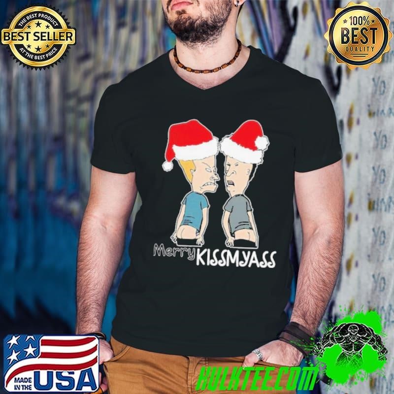 Christmas Cartoon Characters Naughty Merry kiss Ass shirt