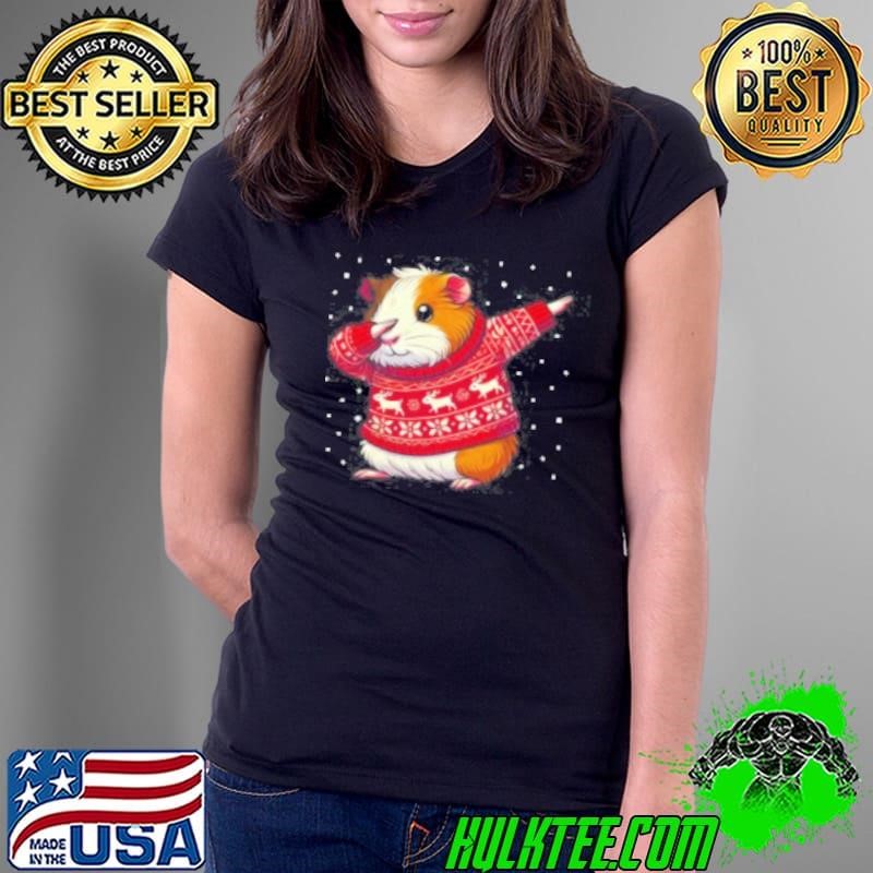 Christmas Guinea Pig Lover Funny Guinea Pig Ugly Christmas Ladies Tee