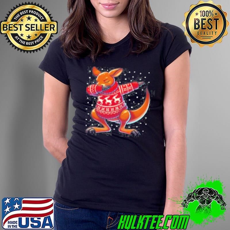 Christmas Kangaroo Lover Funny Kangaroo Ugly Christmas Ladies Tee