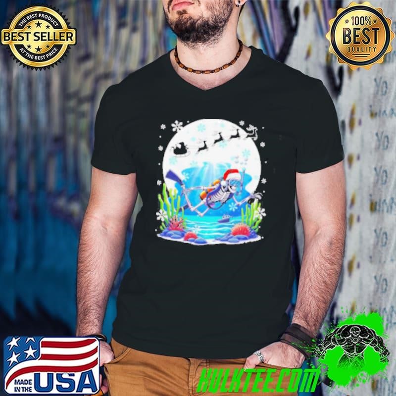Christmas Santa skeletons scuba diving lovers shirt