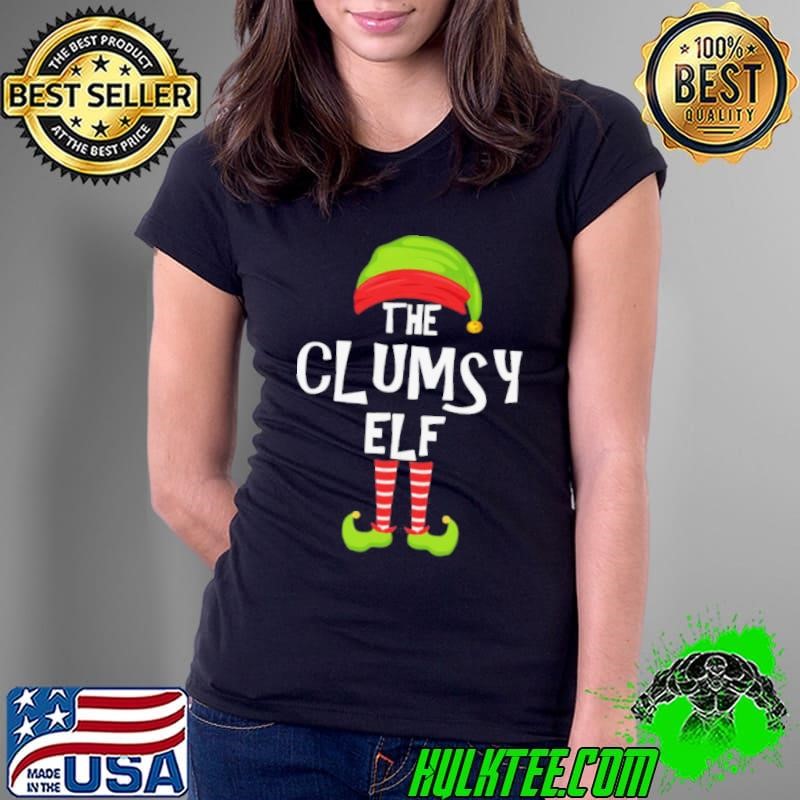 Clumsy Elf Matching Family Christmas Ladies Tee