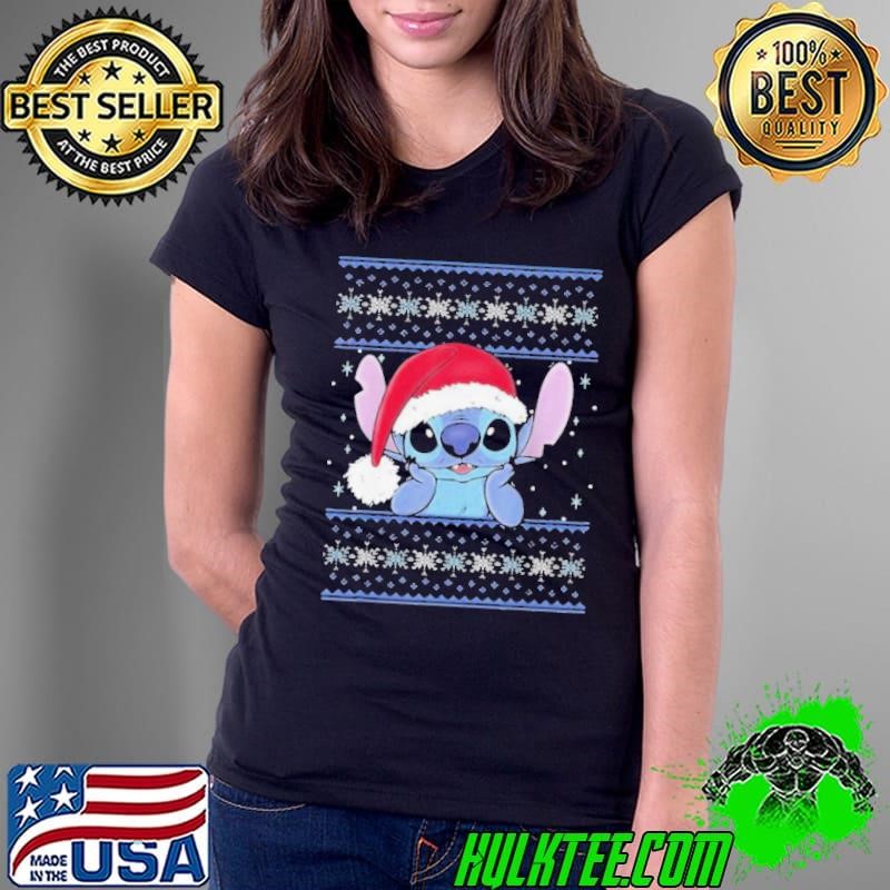 Cute Stitch Wear Hat Santa Clause Xmas shirt