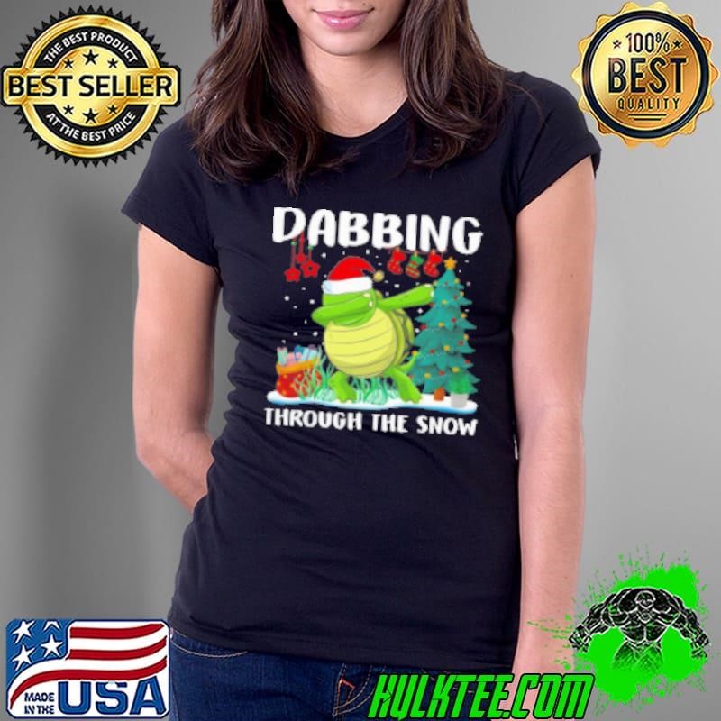 Dabbing Through The Snow Santa Hat Christmas Tree Ladies Tee