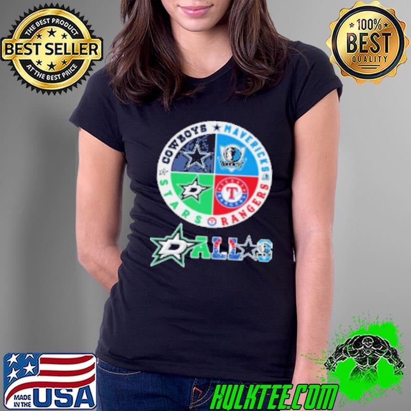 Dallas Cowboys Mavericks Rangers And Stars Logo 2024 Ladies Tee