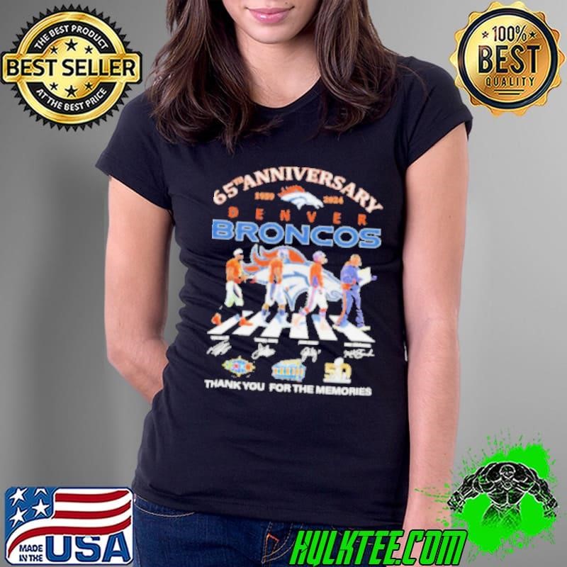 Denver Broncos 65th Anniversary 1959 2024 Legend Von Miller Terrell Davis John Elway And Mike Shanahan Signatures Shirt