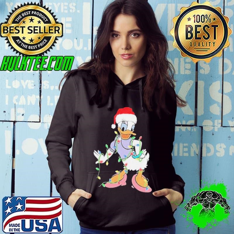 Duck Daisy hat Santa happy lights Merry Christmas Hoodie