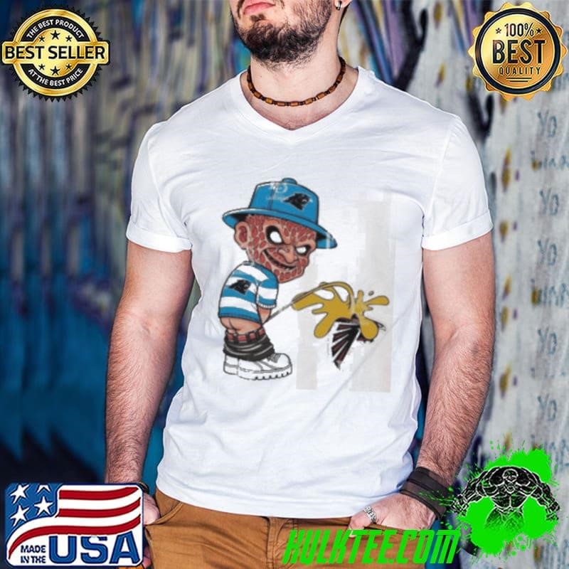 Freddy Krueger Carolina Panthers Piss On Atlanta Falcons Halloween 2024 NFL Shirt