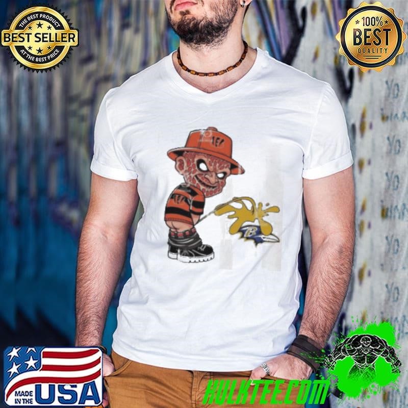 Freddy Krueger Cincinnati Bengals Piss On Baltimore Ravens Halloween 2024 NFL Shirt