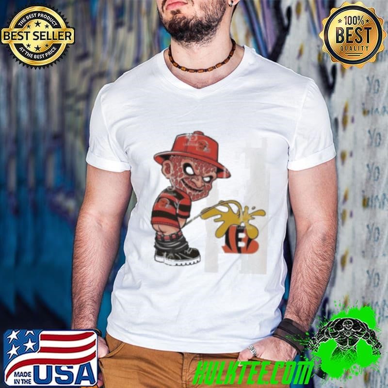 Freddy Krueger Cleveland Browns Piss On Cincinnati Bengals Halloween 2024 NFL Guys V Neck