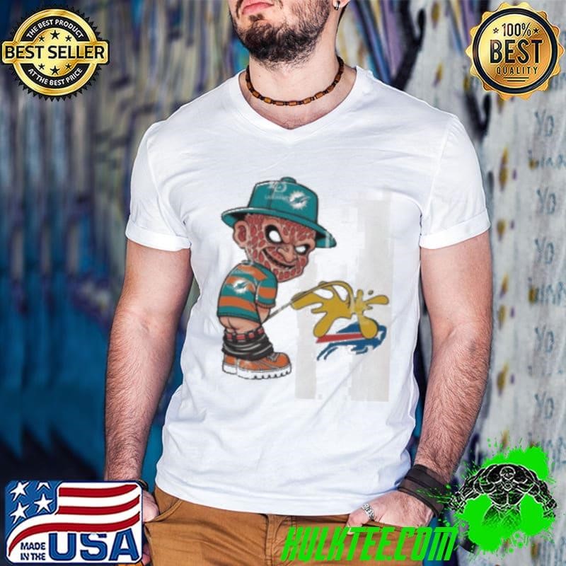 Freddy Krueger Miami Dolphins Piss On Buffalo Bills Halloween 2024 NFL Shirt