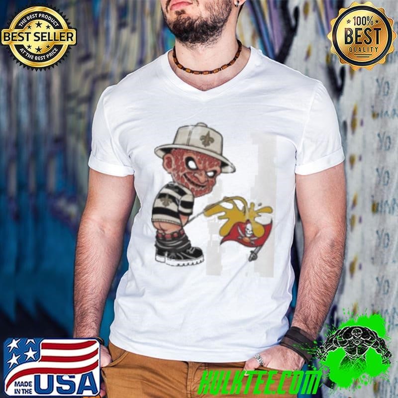 Freddy Krueger New Orleans Saints Piss On Tampa Bay Buccaneers Halloween 2024 NFL Shirt