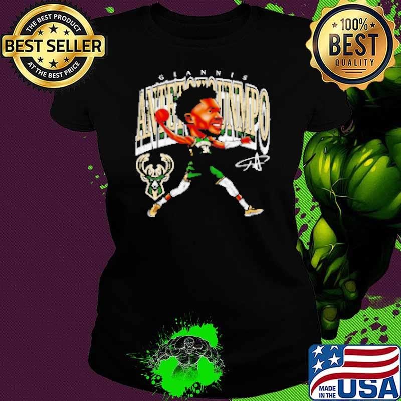 Giannis Antetokounmpo Milwaukee Bucks Basketball Cartoon Vintage Ladies tee