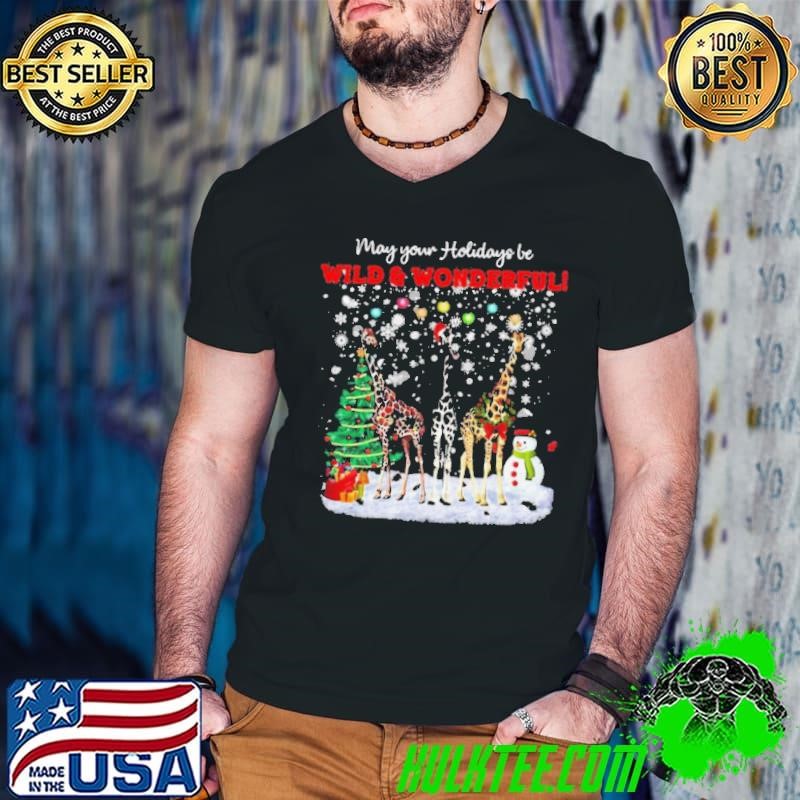 Giraffe may your holidays be wild and wonderful merry christmas shirt