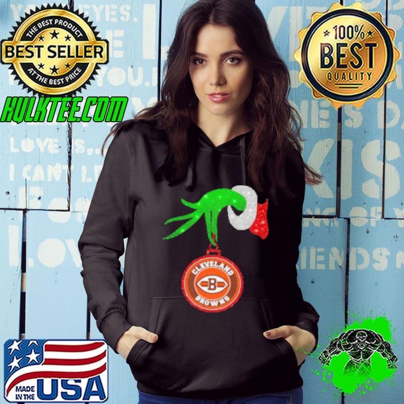 Grinch Hand Holding Cleveland Browns Christmas Hoodie