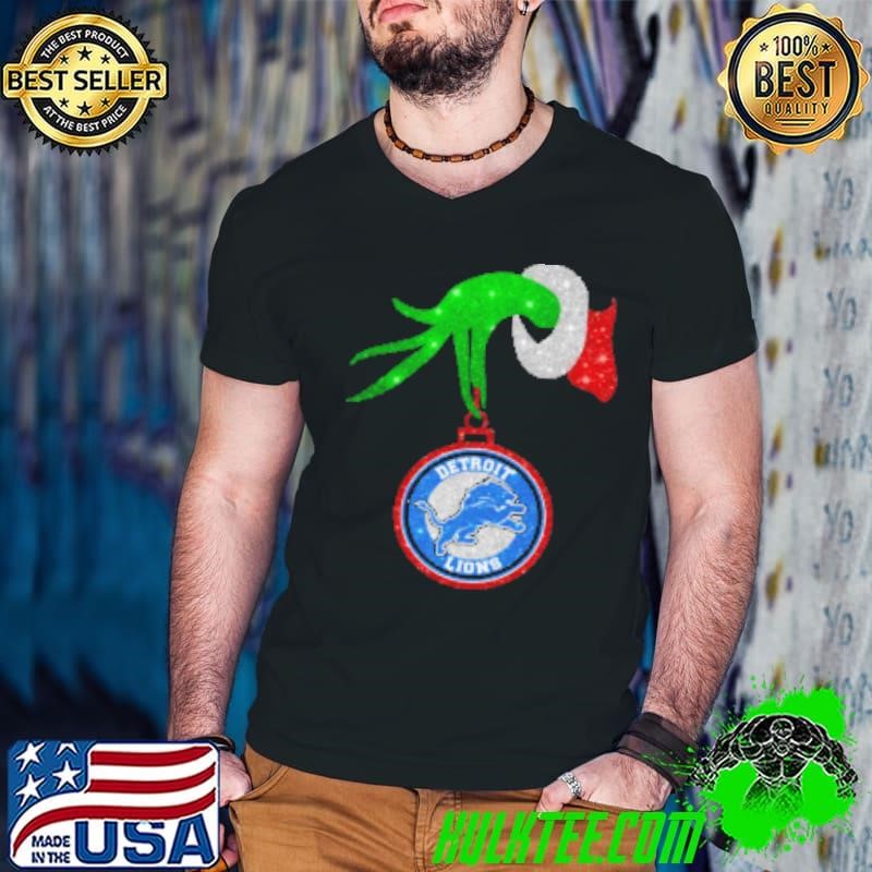 Grinch Hand Holding Detroit Lions Christmas Shirt