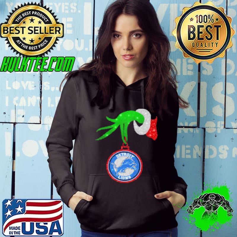 Grinch Hand Holding Detroit Lions Christmas Hoodie